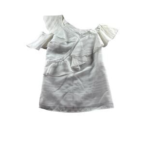 Anna Cate Nora Top Womens Size XS White One Shoulder Blouse Ruffle Preppy